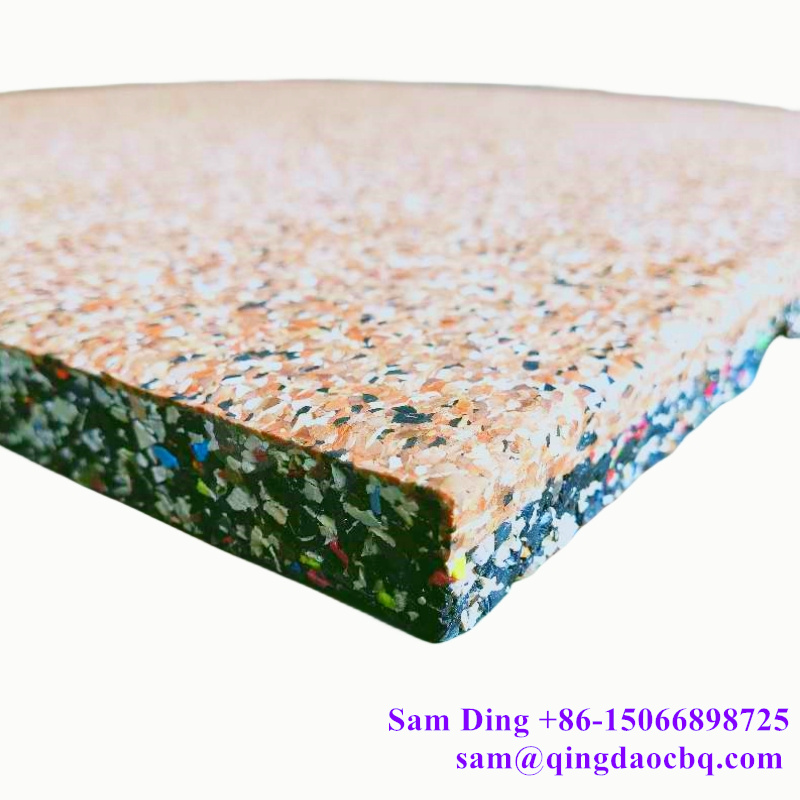 CBQ-WS, Wear-Resistant Wood-Stone Rubber Gym Floor Tile